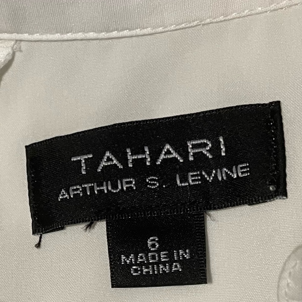 TAHARI ASL Ivory Tie Shirt Dress Size 6 - Picture 7 of 7